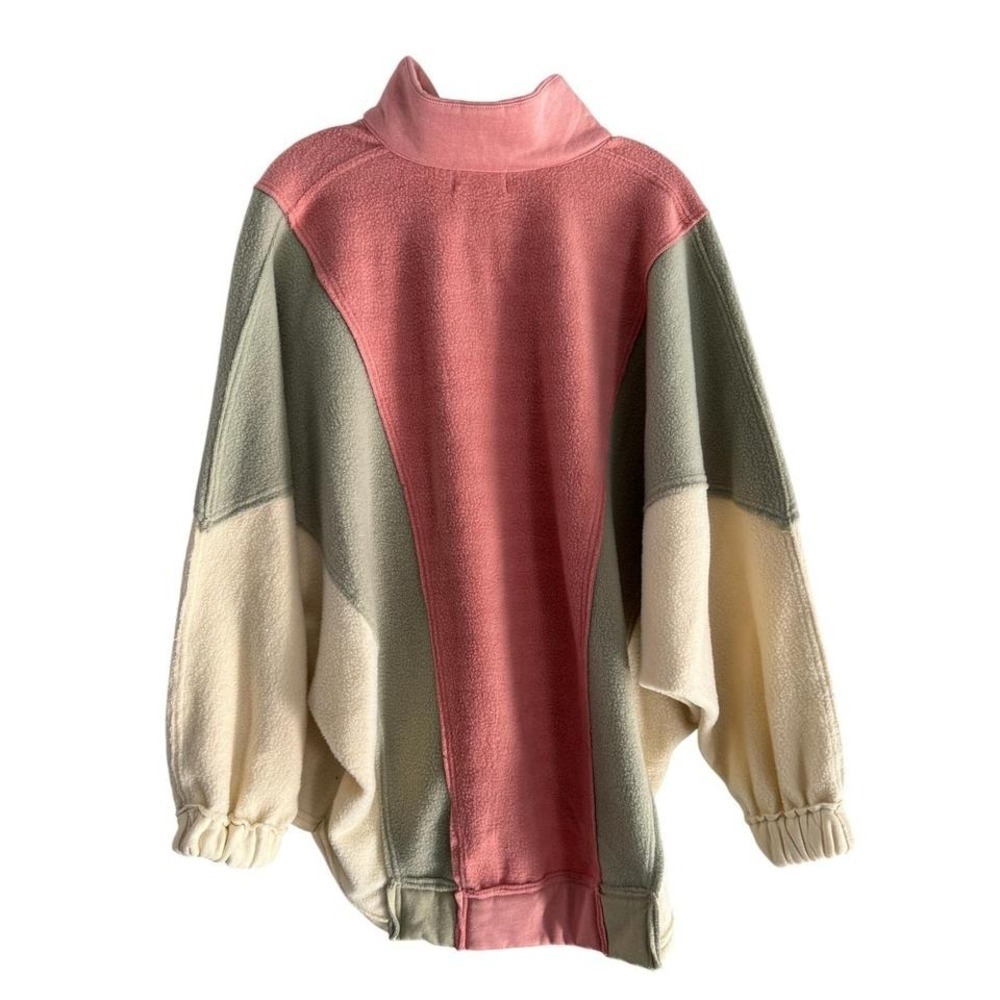 NWOT CK Squared Colorblock Fleece Quarter Zip Pullover Sweatshirt Women Medium - Picture 7 of 7